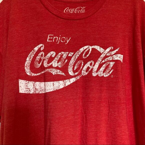 COCA COLA Classic Red Casual Comfort T shirt White Logo Mens Size 2X - Picture 8 of 9